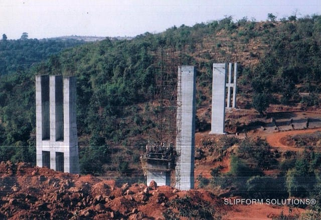 Konkan Railways Abutments Bridge Piers AT Kedsi Ratnagiri, legacy slipform project photograph