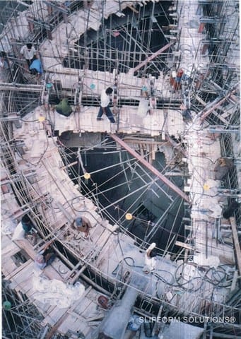 Multi compartment cement storage Silo. Penna cements (A.P), legacy slipform project photograph